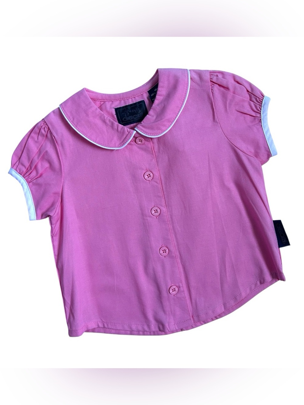 Vintage Cherokee Pink Peter Pan Collar Button-Front Blouse